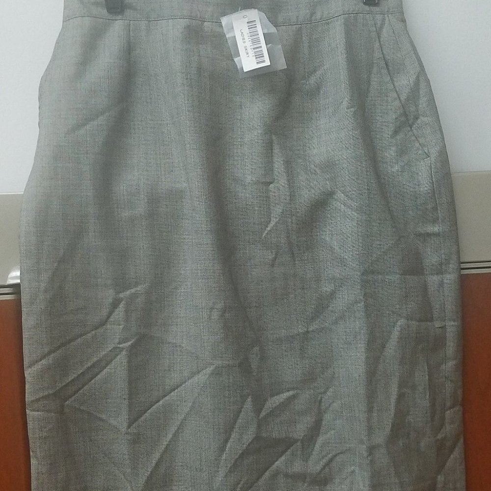 Gray A-line Skirt Wool With Black Lining With Side Slit Pockets